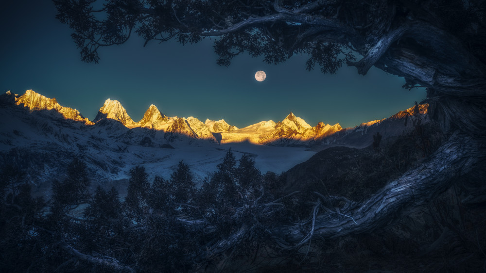 Moonlit Golden Mountains by Selions(陈磊) — canvas wall art