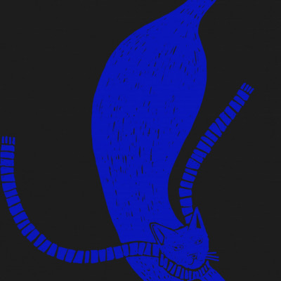 Blue Stretching Cat