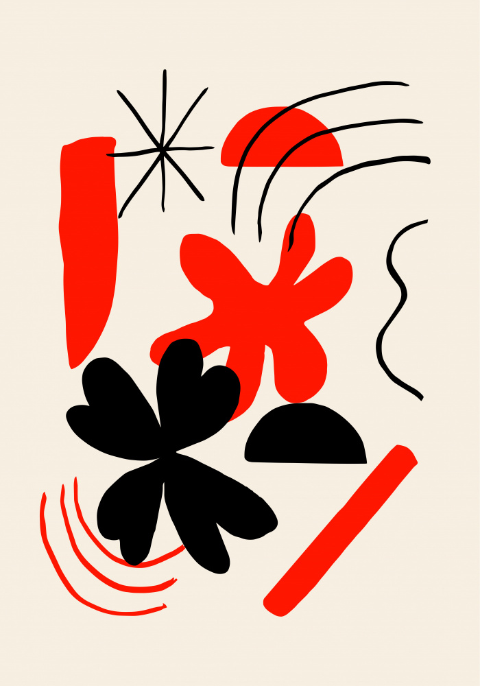 Modern Red Black Forms by Studio JKN — canvas wall art