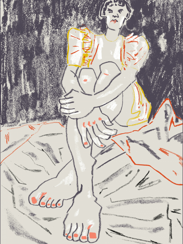 Contemplative Woman Sitting by Francesco Gulina — canvas wall art