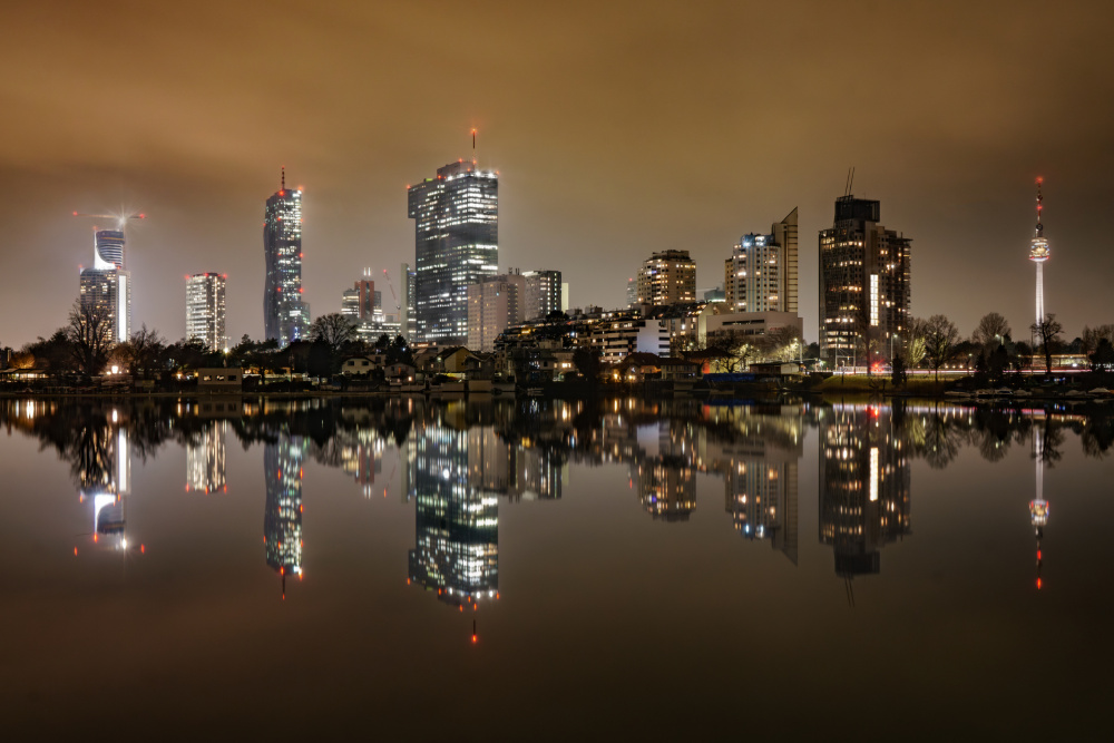 Illuminated City Reflections by Erik Proper — canvas wall art