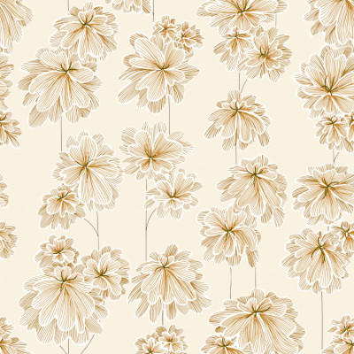 Japandi Farmhouse Flowers soft buttercup yellow seamless pattern