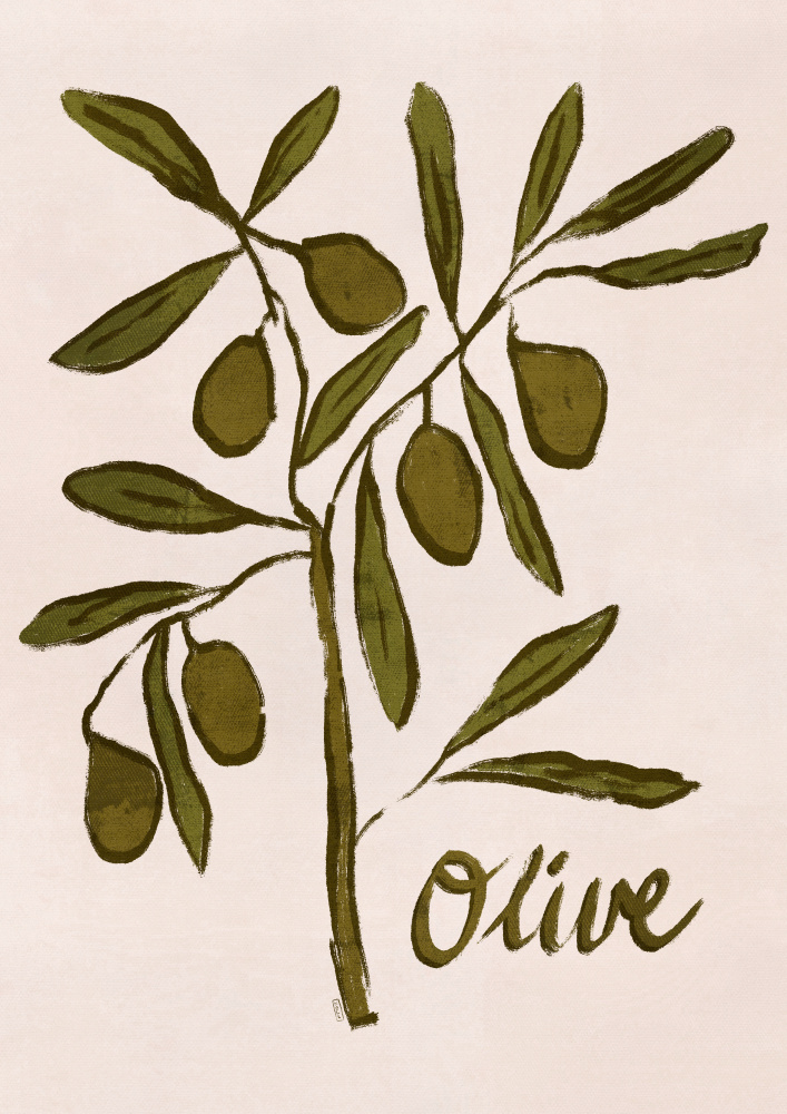 Olive Branch Minimalist Painting by Dirkie Nell — canvas wall art