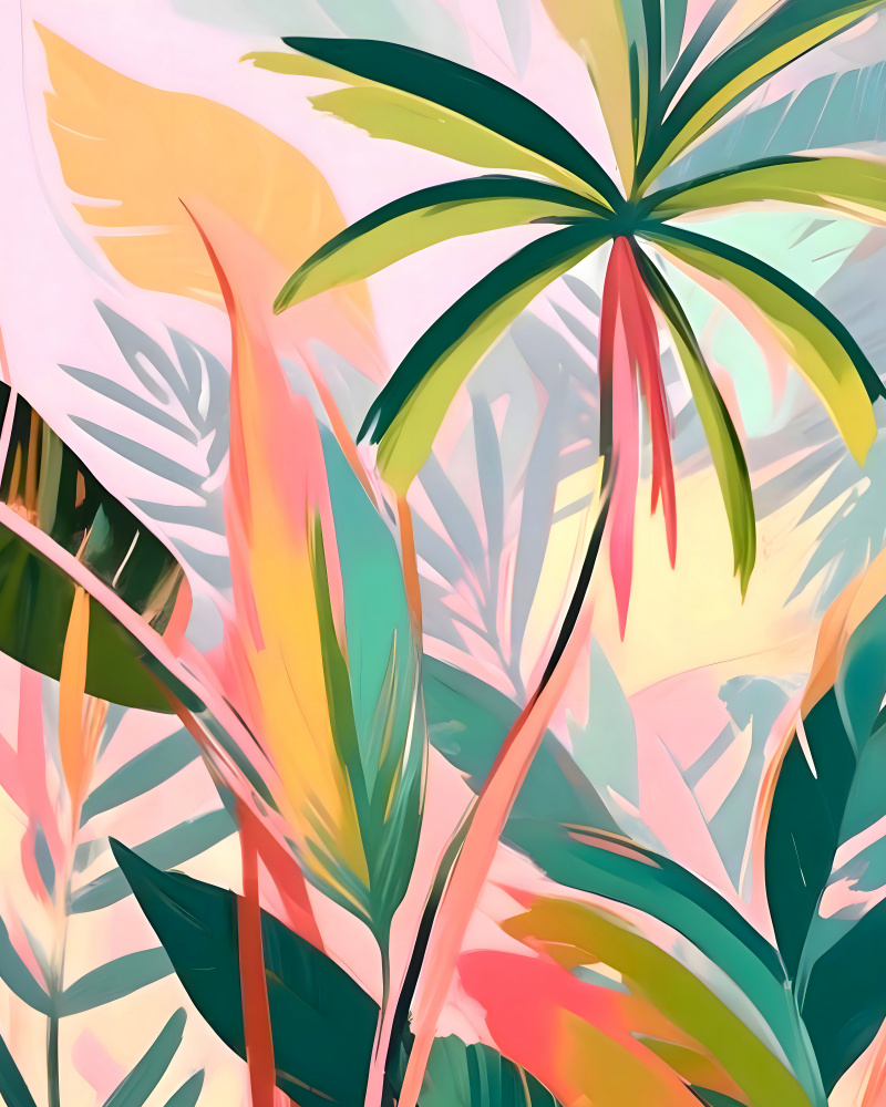 Vibrant Tropical Leaves by Uma Gokhale — canvas wall art