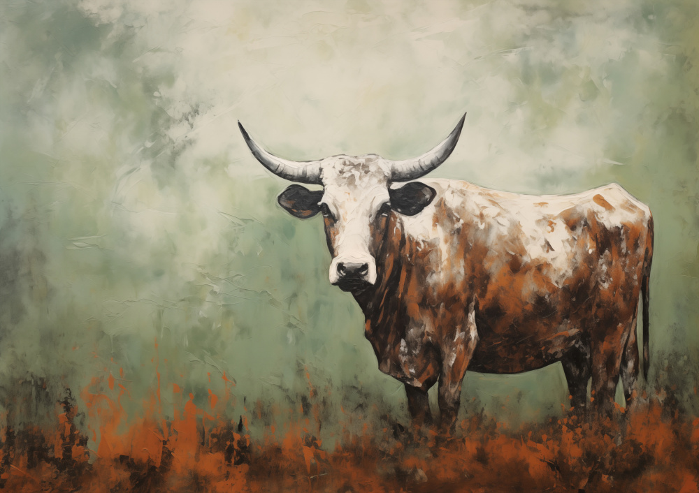 Texas Longhorn Stare by SHANDU — canvas wall art