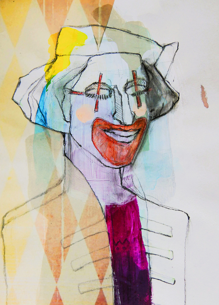 Whimsical Clown Portrait by Doris Schmitz — canvas wall art