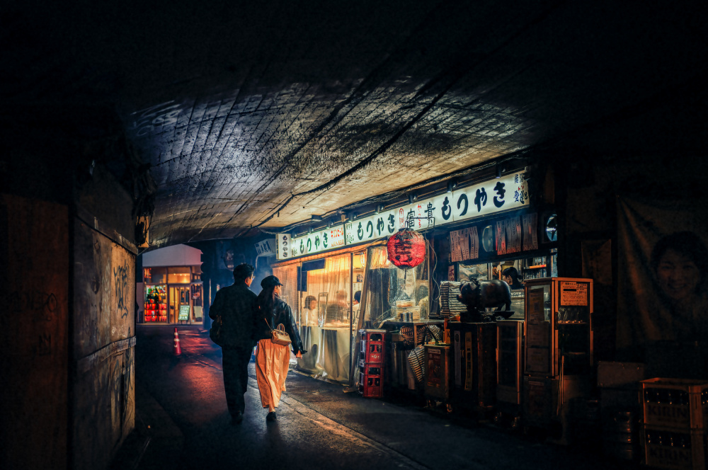Japanese Night Street by Yuzo Fujii — canvas wall art