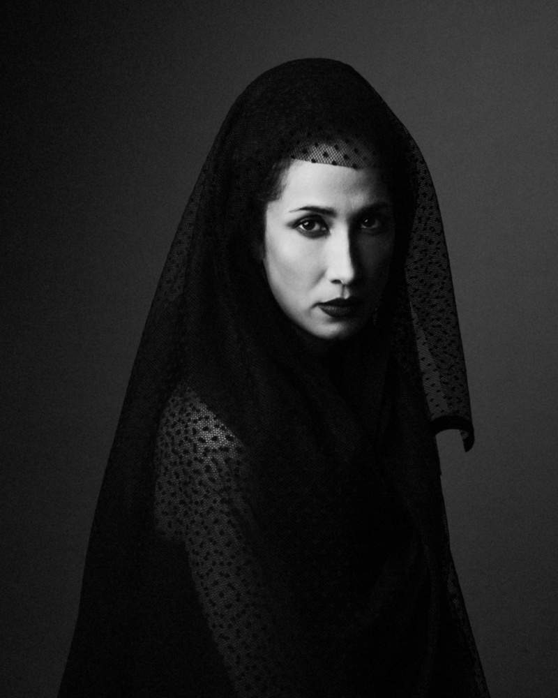 Intense Veiled Portrait by Mehdi Mokhtari — canvas wall art