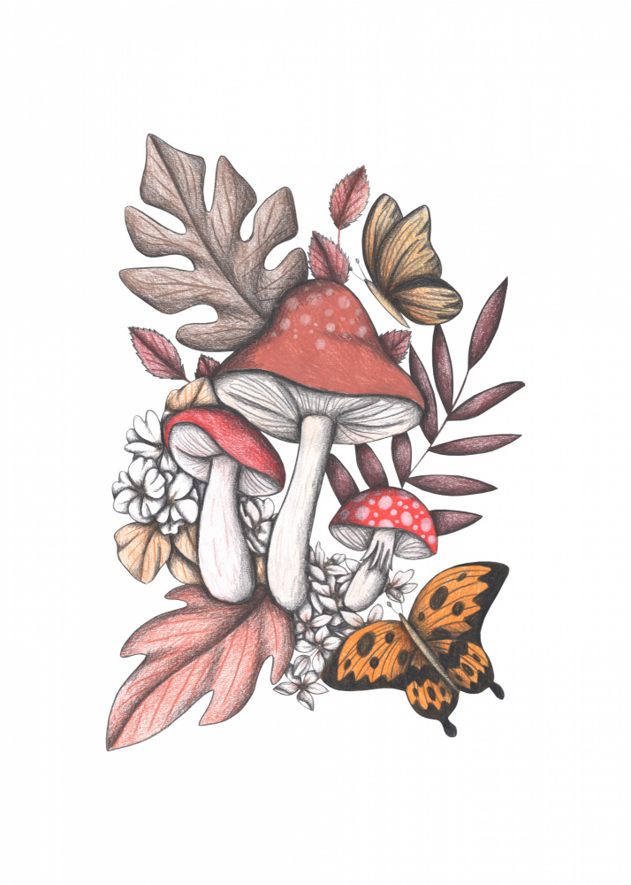 Autumn Mushroom Grove by Cecilia Battaini — canvas wall art