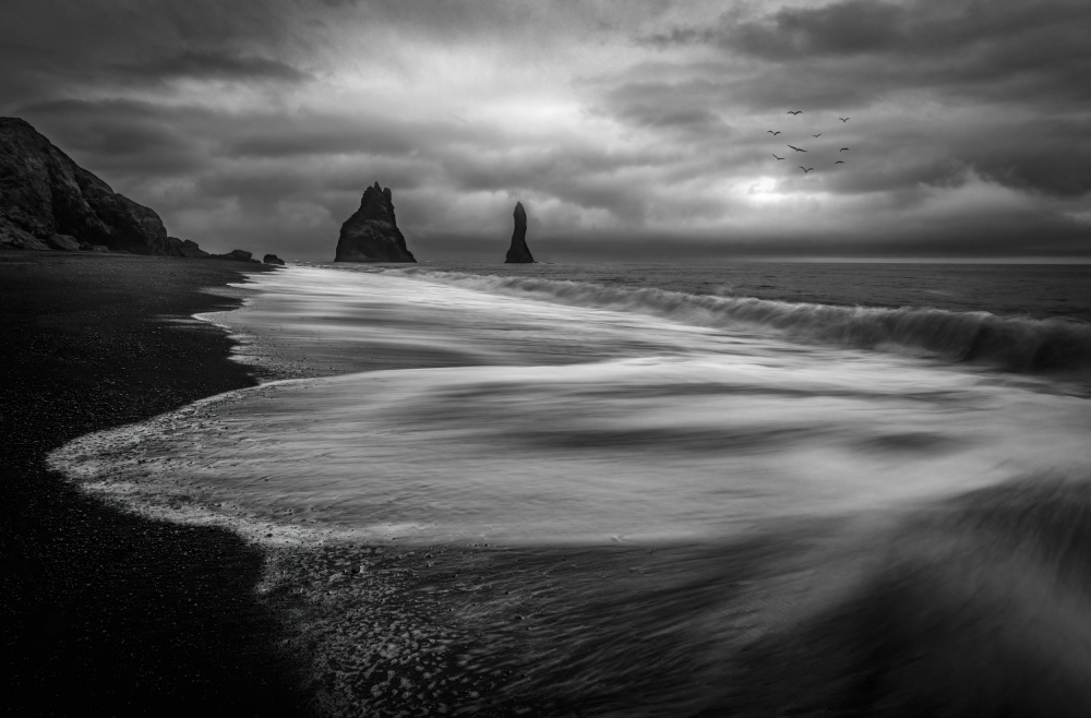 Dramatic Black Sand Beach by Irene Wu — canvas wall art