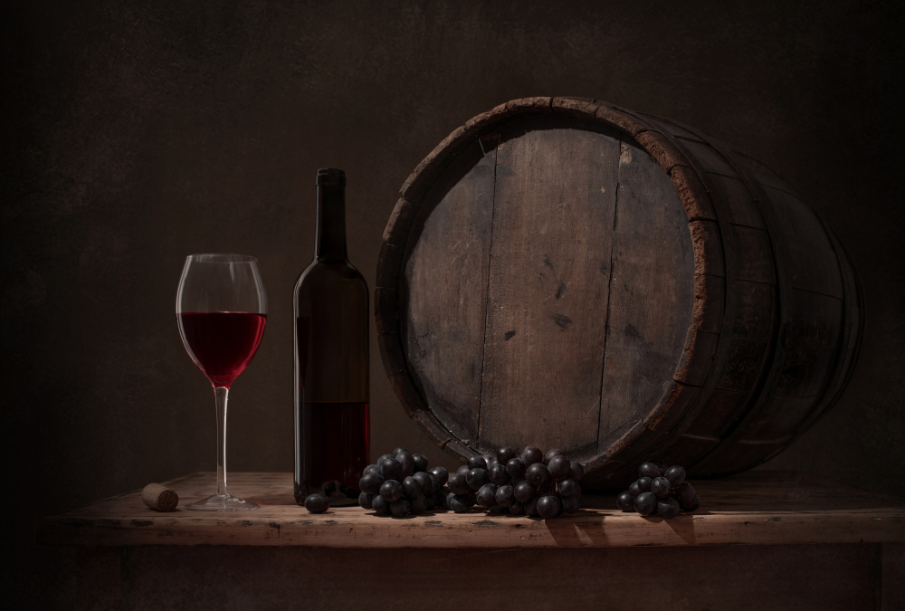 Rustic Wine Still Life by Margareth Perfoncio — canvas wall art