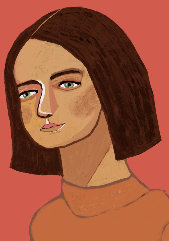 Pensive Woman Portrait by Sharyn Bursic — canvas wall art