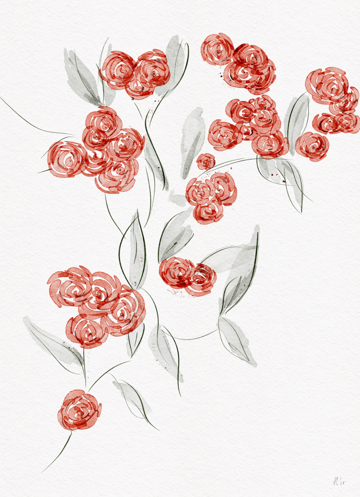 Watercolor Red Flowers by Ankie Kooi — canvas wall art