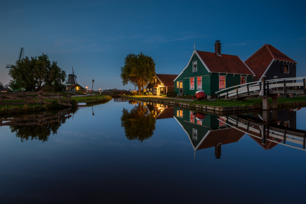 Dutch Canal Village Night by Marco Galimberti — canvas wall art