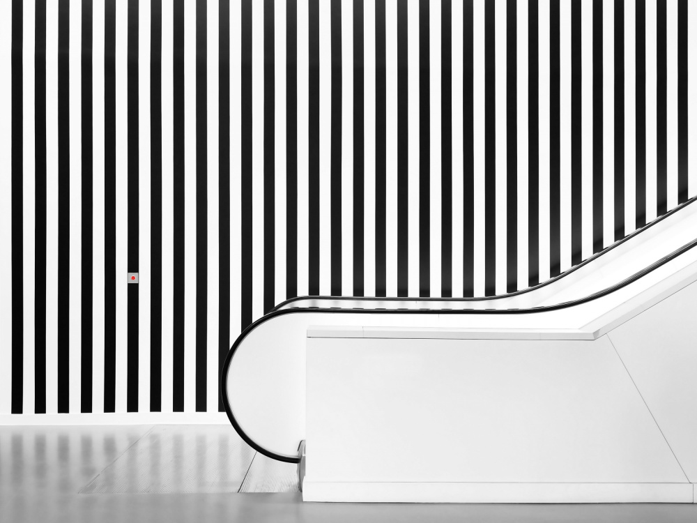 Vertical Stripes Escalator by Karin Kilb — canvas wall art