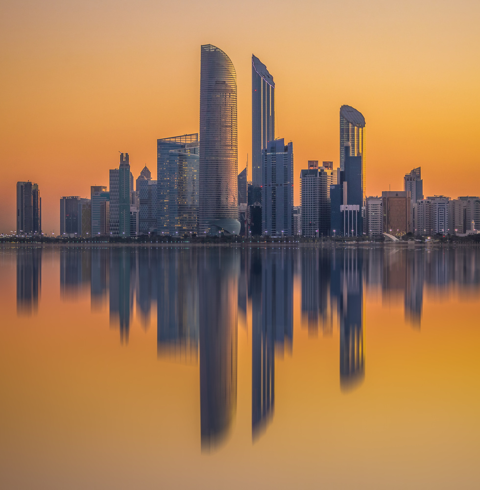 Golden Hour City Reflections by Mohammed Shamaa — canvas wall art