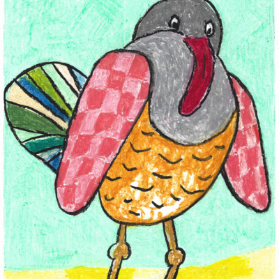 Whimsical Checkered Bird