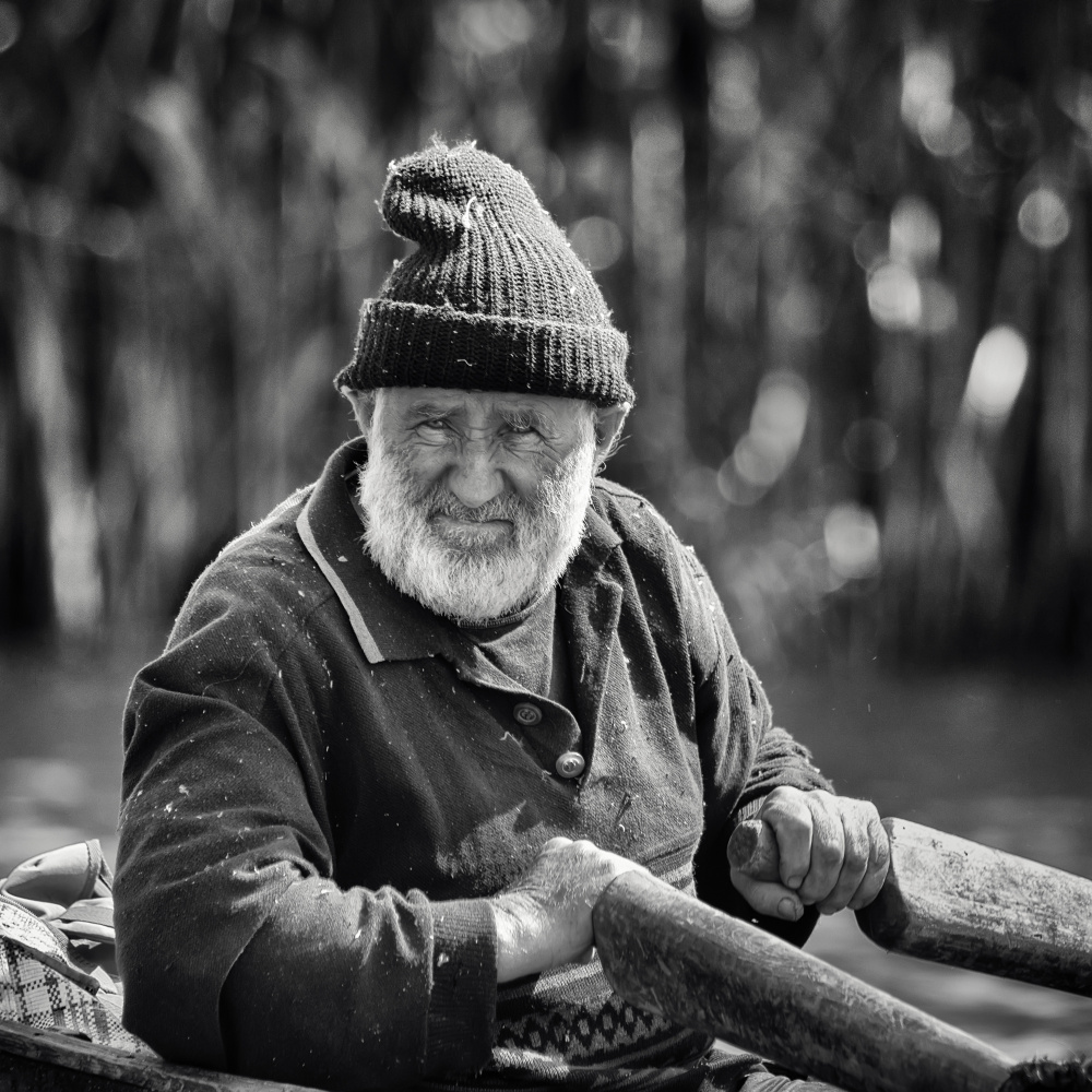 Smiling Old Boatman by mihai ian nedelcu — canvas wall art