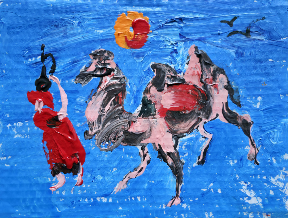 Desert Dancer and Camel by Kanat Ibragimov — canvas wall art