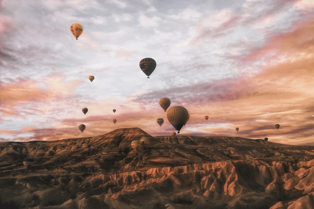 Hot Air Balloon Sunrise by Ayse  Yorgancilar — canvas wall art