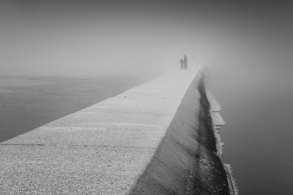 Foggy Pier Walk by Benny Pettersson — canvas wall art