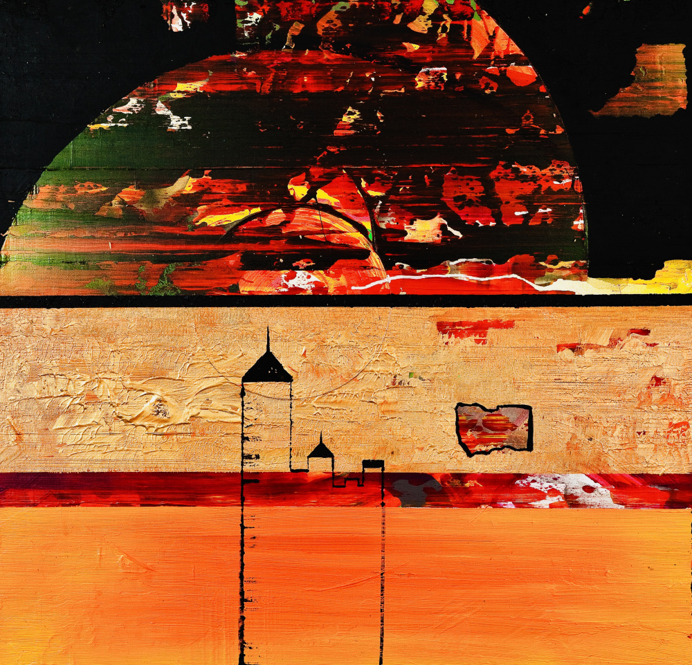 Fiery Abstract Cityscape by Fredrik Olsen — canvas wall art