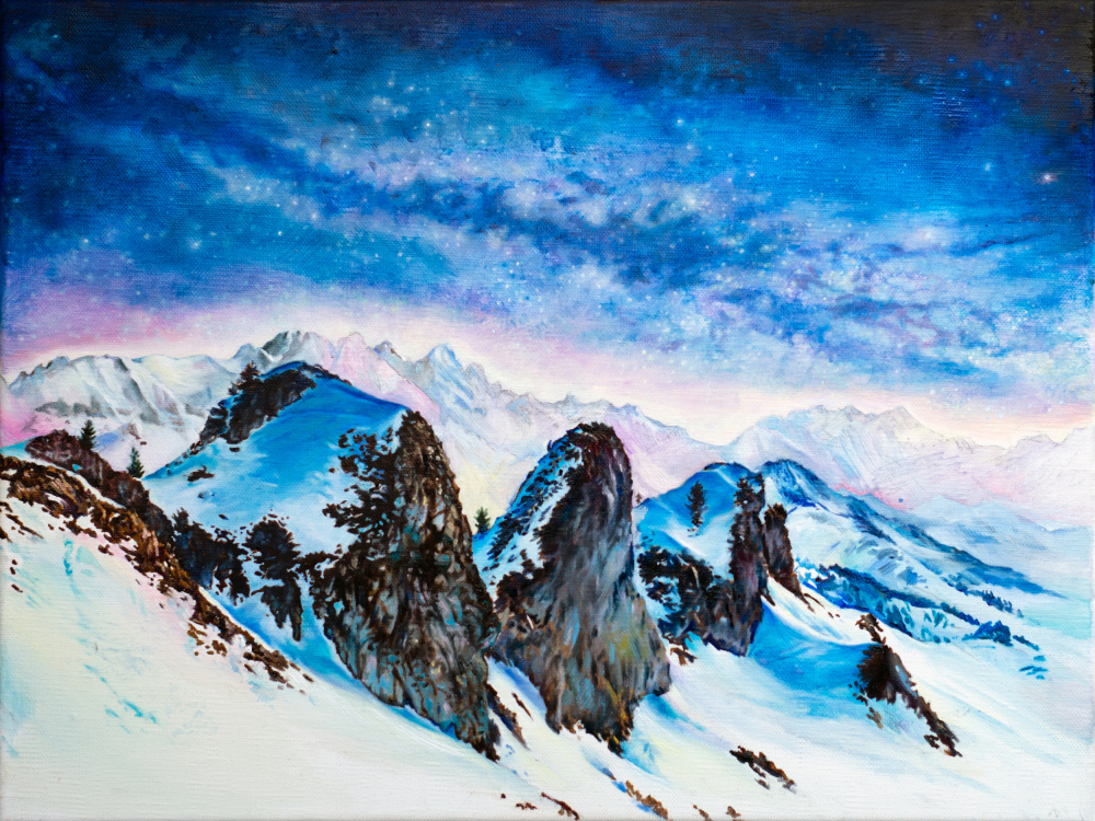 Starry Mountain Peaks by Anne Wölk — canvas wall art