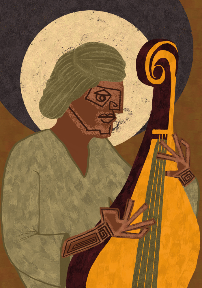 Soulful Lute Player by Gulcihan Ozguc — canvas wall art