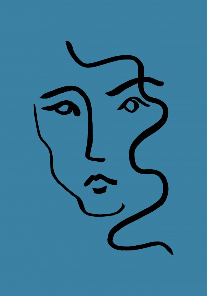 Blue Minimal Face by Old Artists Studio — canvas wall art