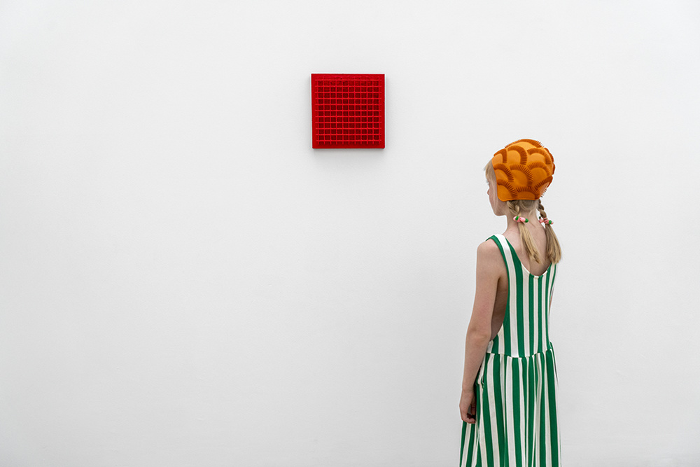 Orange Cap Red Square by Ton Dirven — canvas wall art