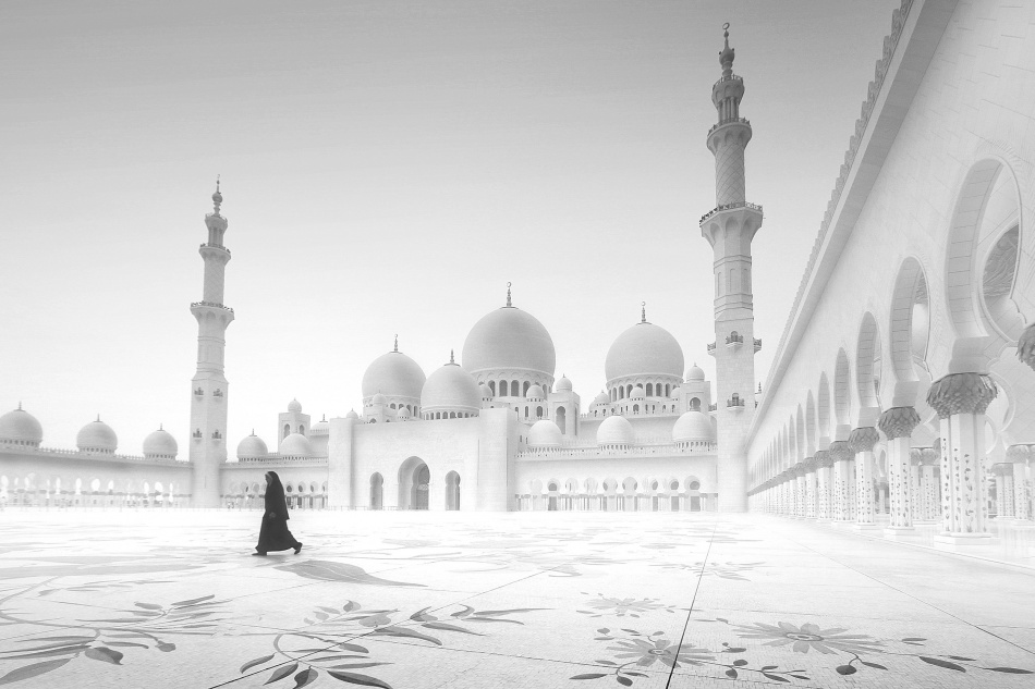 White Mosque Solitude by Hussain Buhligaha — canvas wall art