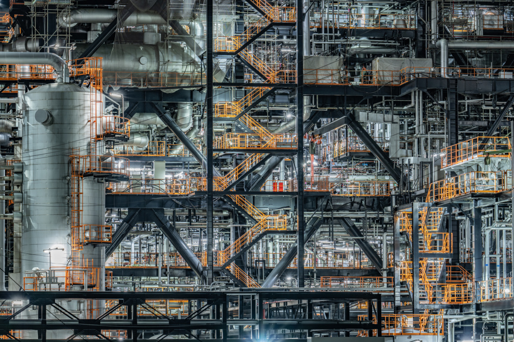 Night Industrial Complex by Kobayashi Tetsurou — canvas wall art