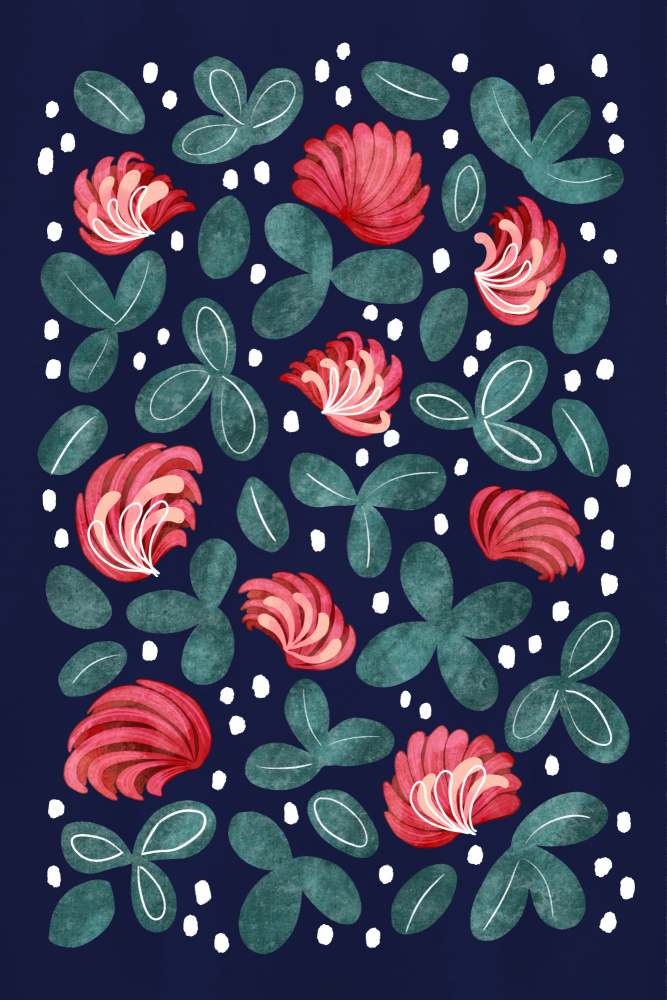 Stylized Red Clover by EMELIEmaria — canvas wall art