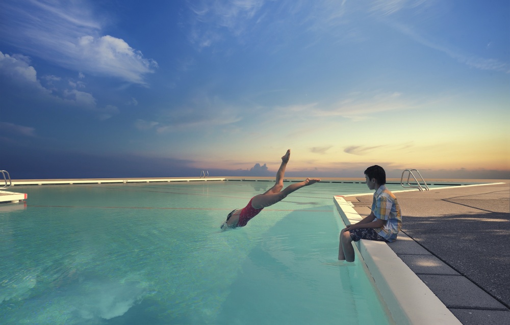 Diving Into Sunset by Fang Tong — canvas wall art