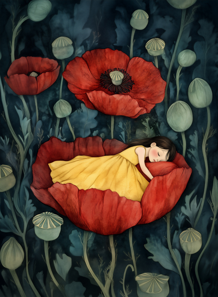 Girl in Poppy Dream by Annika Persson — canvas wall art