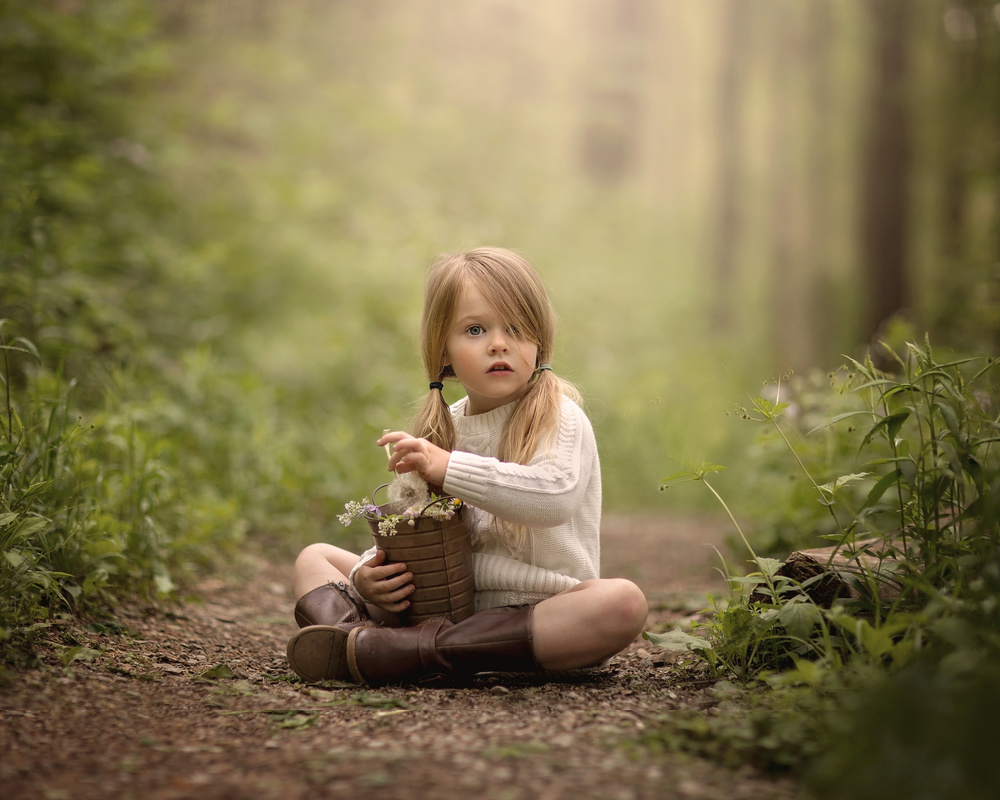 Little Girl Woodland Path by Annie Whitehead — canvas wall art