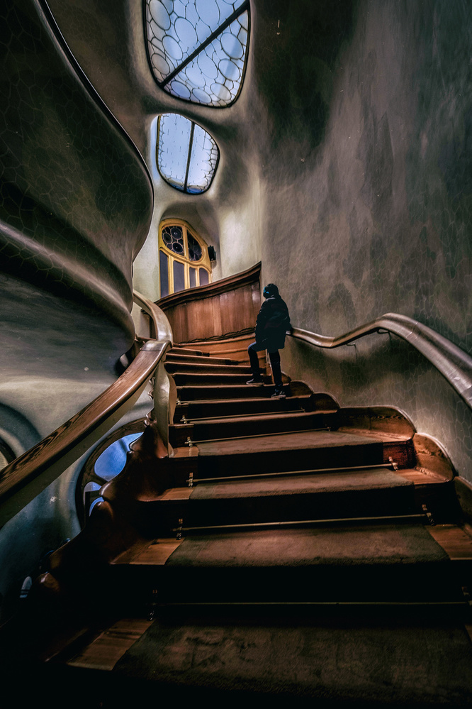 Winding Interior Staircase by Rana Jabeen — canvas wall art