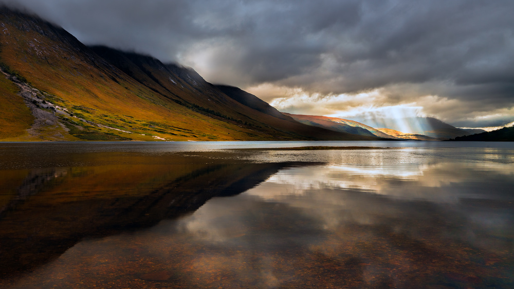 Sunlit Mountain Reflection by John Fan — canvas wall art