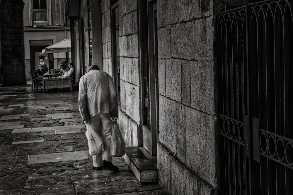 Old Man City Street by Jesus Concepcion Alvarado — canvas wall art