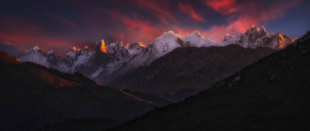 Dramatic Mountain Sunrise by Rodrigo Núñez Buj — canvas wall art
