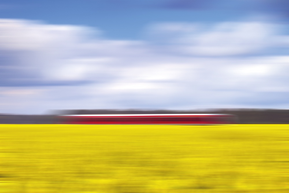 Red Streak Yellow Field by Oliver Buchmann — canvas wall art