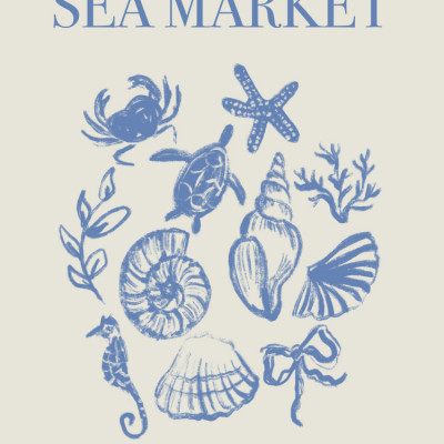 Sea Market Blue Artprint