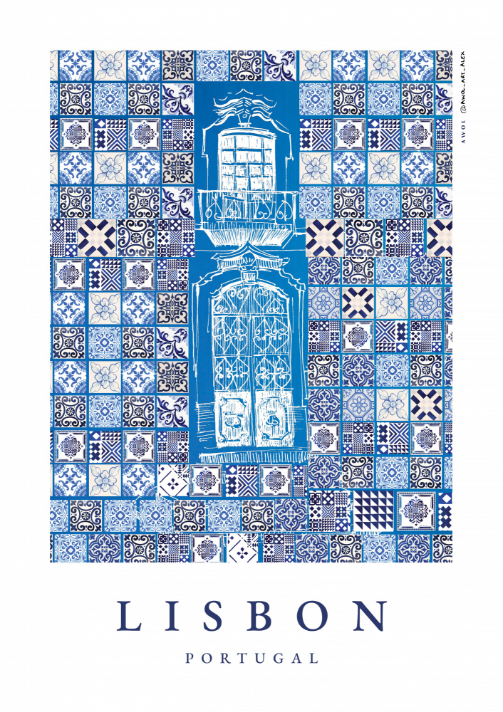 Lisbon Azulejo Balcony by Awol Art Alex — canvas wall art