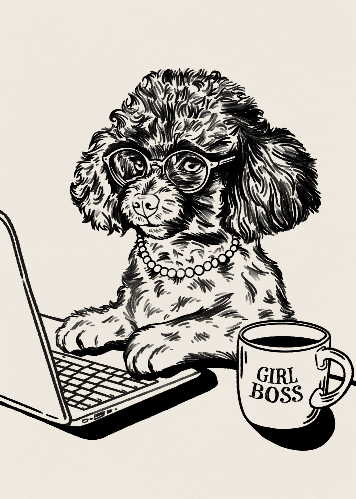 Poodle Girl Boss by Tara Royle — canvas wall art