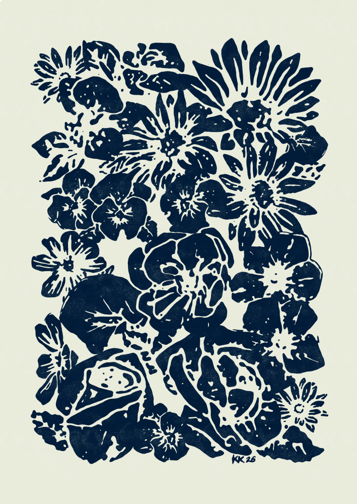 Indigo Floral Arrangement by Katariina Kosunen — canvas wall art