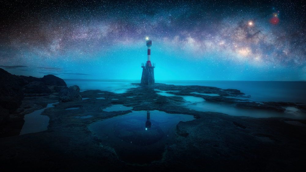 Starry Night Lighthouse by Selions(陈磊) — canvas wall art