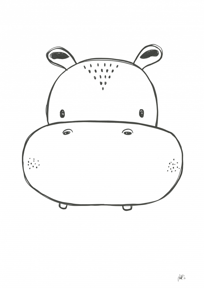 Baby Hippo Face by Lor Muller — canvas wall art