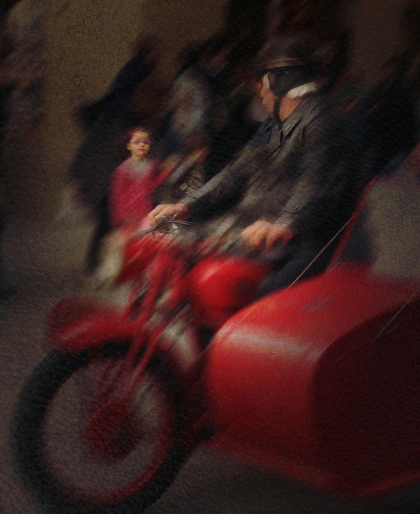 Child Waves To Rider by Jay Marik — canvas wall art