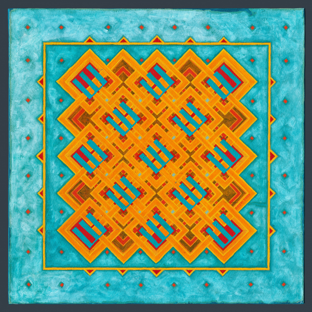 Orange Teal Geometry by Dobri Gjurkov — canvas wall art