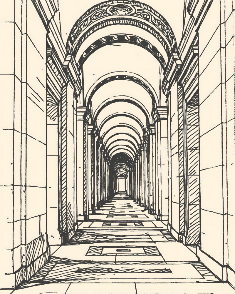 Grand Hallway Arches by Uma Gokhale — canvas wall art